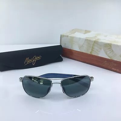 NEW MAUI JIM GUARDRAILS MJ 327-17 Shiny Silver With Neutral Grey Polarized JAPAN • $289.99