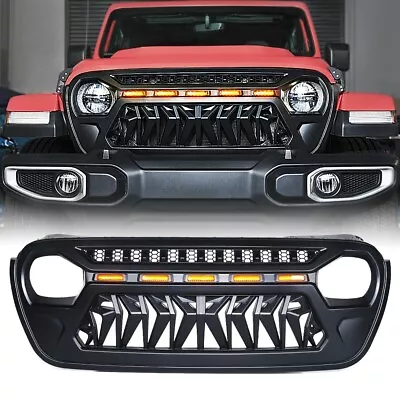 Xprite Matte Black Grille Front Bumpe W/light For 2018-2022 Jeep Wrangler JL JLU • $127.99