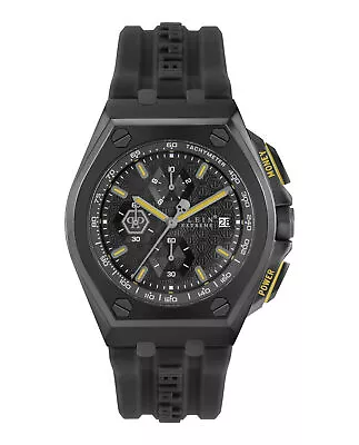 Philipp Plein Mens Plein Extreme IP Black 44mm Strap Fashion Watch • $159