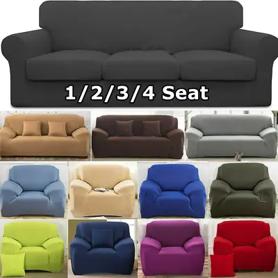 $20.99 • Buy 1 2 3 4 Sofa Covers Stretch Couch Lounge Recliner Chair Slipcover Protector HOT