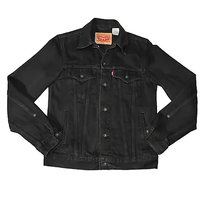 Levi's Denim Jacket Mens M Medium Slim Black Trucker Button Up 100% Cotton • £44.99