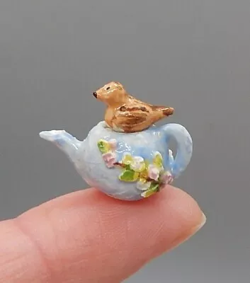 Vintage Valerie Casson Ceramic Bird Teapot Artisan Dollhouse Miniature 1:12 • $24.99