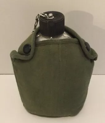 Vintage US Military Army Metal Aluminum Canteen & Green Cover ~ Made In Korea • $12.98