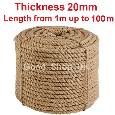 £5.79 • Buy 20mm Thick Natural Jute Hessian Rope