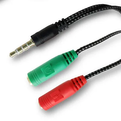 £2.29 • Buy 3.5mm Headphone Microphone Jack Splitter Cable 4 Pole Mic Adapter Xbox Adaptor