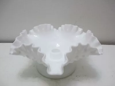 Vintage Fenton Glass Compote W Candle Stick Holder Milk Glass Hobnail 3 5/8  T • $26.03