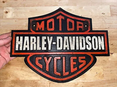 Harley Davidson Cast Iron Sign Plaque Motorcycles Collector Patina 4+LBS BLEMISH • $69.69