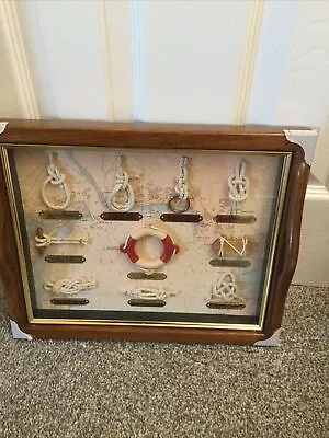 Nautical Knot Wooden Picture / Serving/ Tray - With Handles With 10 Knots In Vgc • £15