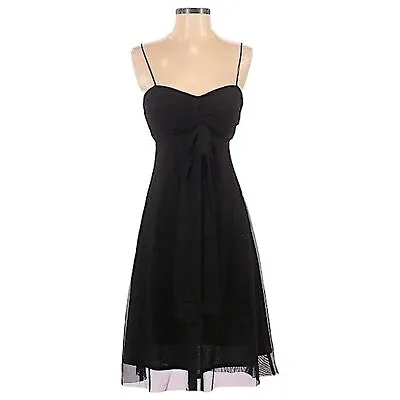 Eliza J Ruched Sweetheart Black Chiffon Dress 4 • $60
