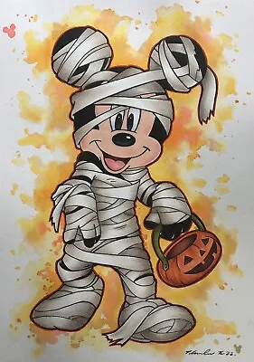 Mickey Mouse Mummy Pencil Drawing / Painting . Original Fan-ART A4 . Halloween • £64.99