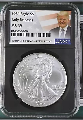 2024 $1 American Silver Eagle NGC MS69 ER Trump Label Retro Core #016 • $42.99