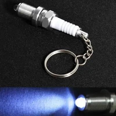 Unisex LED Key Chain Spark Plug Keychain Keyfob Car Parts Keyring Accessories • $2.99