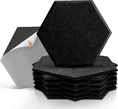 FajerminArt 12 Pack Acoustic Panels Hexagon Soundproofing Panels 36x32x1.2cm Blk • £23.99