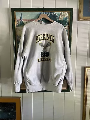 Vintage Champion Reverse Weave Sweatshirt Xxl Lacrosse Rare 90s Grey Green • $50