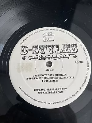 D-Styles John Wayne On Acid 12” Vinyl Record A-Trak Rare 2003 • $19.99