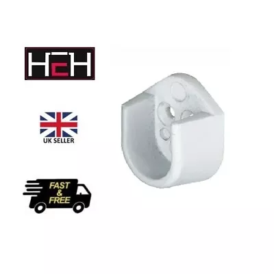 £2.69 • Buy White Rail End Supports Brackets For Use With Oval Wardrobe Rails Poles 15mm