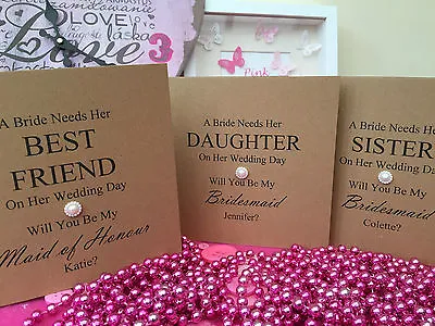 Personalised Will You Be My Maid Of Honour Card Bridesmaid Sister Daughter • £4