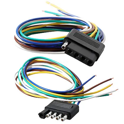 5 Pin Flat Trailer Light Wiring Harness Famale Male Connector Plug Socket Set • $13.49