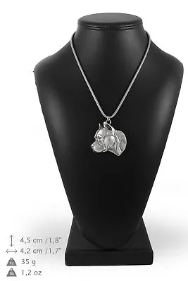 Amstaff Type 3 - Silver Plated Necklace With A Dog On Silver Cord Art Dog AU • $147.99