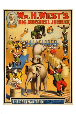 Vintage Circus Poster MINSTREL JUBILEE 20x30 Acrobatic BLACK CLOWNS Prized • $16.84