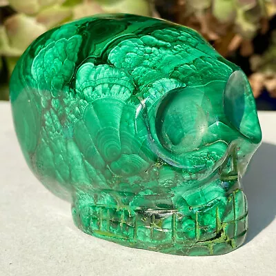 1.5lb Natural Gemstone Malachite Quartz Crystal Skull Carved Healing Reiki Stone • $30