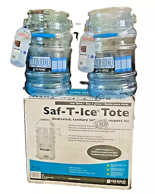 (2-Pk) San Jamar Saf-T-Ice Tote Bucket Plastic Blue 6 Gallons S16000 • $89.95