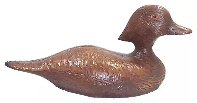 Vintage Wood Drake Duck Decoy By Cas-Carved Glass Eyes 11” Long • $24.71