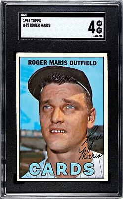 Roger Maris 1967 Topps SGC 4 Baseball Card Vintage St. Louis Cardinals MLB #45 • $59.99