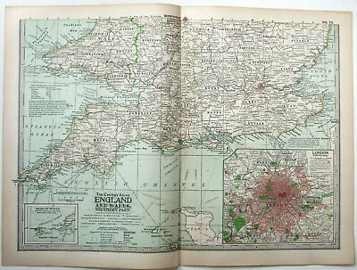 Southern England & Wales - Original 1902 Map By The Century Company. Antique • $17