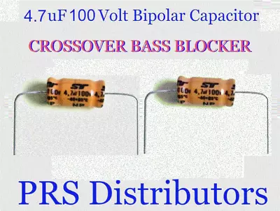 4.7uF 100V BIPOLAR CAPACITOR BASS BLOCKER SPEAKER TWEETER CROSSOVER 4.7mF 1 Pair • $13