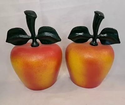 Vintage Cast Iron Apple Bookends Or Door Stops 7.5  Tall  • $24