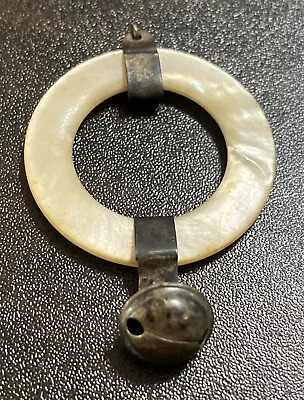 Vintage Sterling Silver Mother Of Pearl Baby Rattle • $12.71