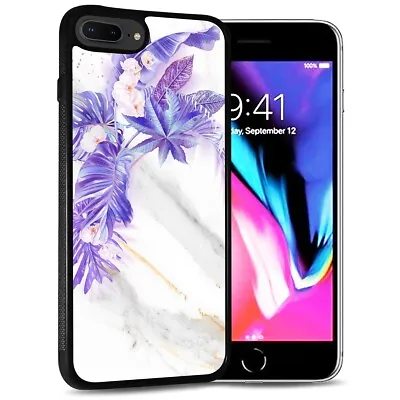 ( For IPhone 6 / 6S ) Back Case Cover AJ12697 Marble Flower Purple • $9.99