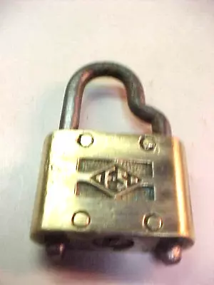 Vintage F.S Padlock Brass  Square Lock Embossed (no Key)  • $7.95