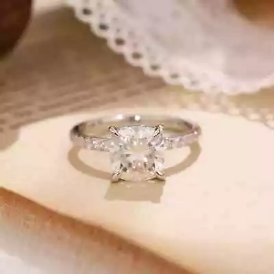 3 Ct Cushion Cut VVS1 Moissanite Engagement Ring 14k White Gold Plated For Her • $139.03