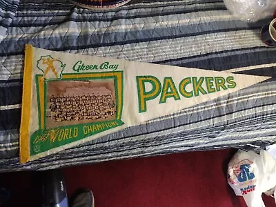 VTG Green Bay Packers 1961 Worlds Championship Photo Super Bowl Pennant Rare • $659.99