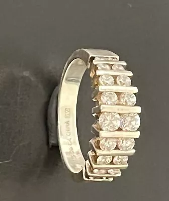 Vtg Sterling Silver DQ 925 GV Designer Band Ring 8.75 Cubic Zirconia CZ • $9.95