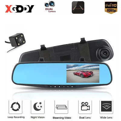 $34.99 • Buy 1080P Dash Camera Rear View Car Cam Reverse Mirror Front And Tail DVR Recorder
