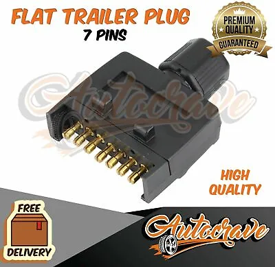 $11.29 • Buy NEW 7 Pin Flat Trailer Plug Caravan Boat MALE Connector Single Part Adapter Plug