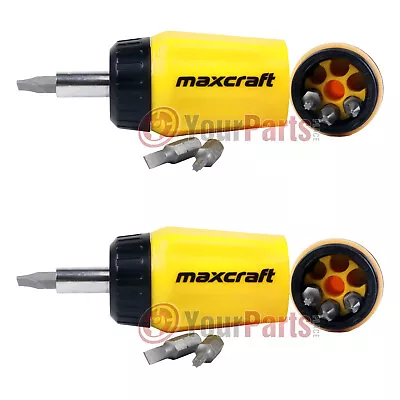 Maxcraft 60599 Gearless Stubby Ratchet Screwdriver 6 In 1 Bits Set Multi 2 Pack • $12.95