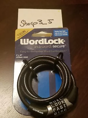 WORDLOCK Word Combination Flexible Steel Cable Bike Lock 4 Ft X .24  Black • $15