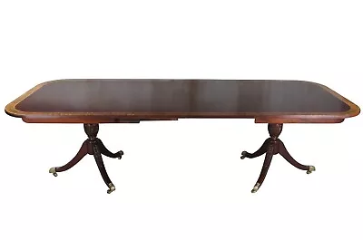 Baker Furniture English Regency Mahogany Double Pedestal Dining Table 104  • $3400