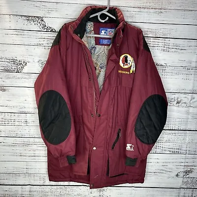 Vintage 90s Starter Washington Redskins Puffer Parka Jacket Big Logo Mens Medium • $62.49