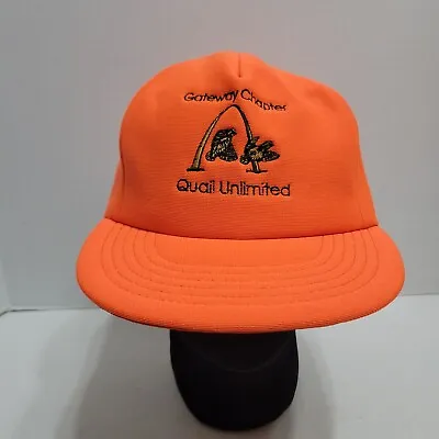 Vintage Quail Unlimited Gateway St. Louis MO Hunting Hat Cap Snap Back Orange  • $15