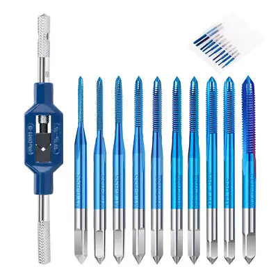 10pcs Metric Machine Thread Tap Set M1-M3.5 HSS Screw Tap Drill Set Tap Wrench • $19.56