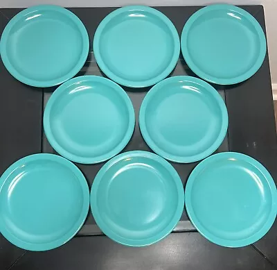 Vintage Set Lot Of 8 Texas Ware Turquoise 7-1/4” Plates Melmac Melamine USA • $25