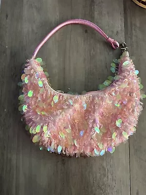 Vintage Pink Iridescent Oval Sequins Shoulder Bag • $28