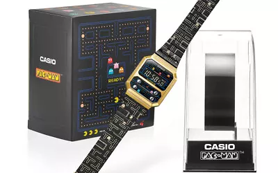 Casio F-100 Pac-Man A100WEPC-1BJR 32.7mm Gold Polymer Case With Black Stainless  • $170