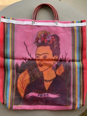 $6.50 • Buy Frida Kahlo Mesh Tote Bag 18  X 18  - Shopping / Beach, Recycled Plastic