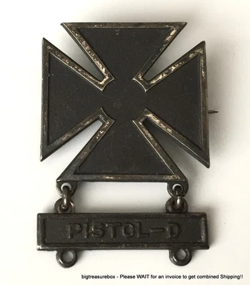 $0.99 • Buy Vtg Brooch Pin MARKD 925 STERLING SILVER Maltese Cross Pistol D Medal Award WWII